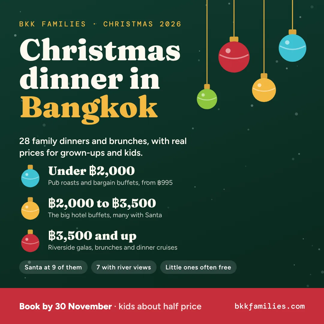 Christmas dinner in Bangkok 2026: 28 family Christmas dinners and brunches, from ฿995 pub roasts to riverside galas